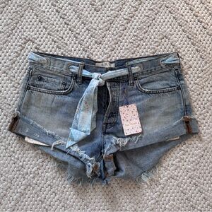 NWT We The Free Free People Blue Denim Shorts 28